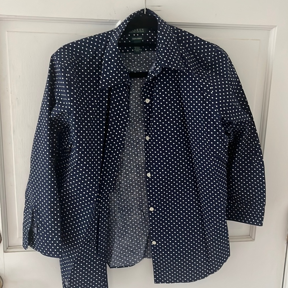 Lauren Ralph Lauren, Blue Polka Dot Shirt